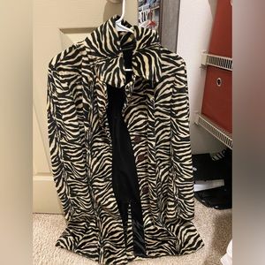 Faux zebra print fur coat